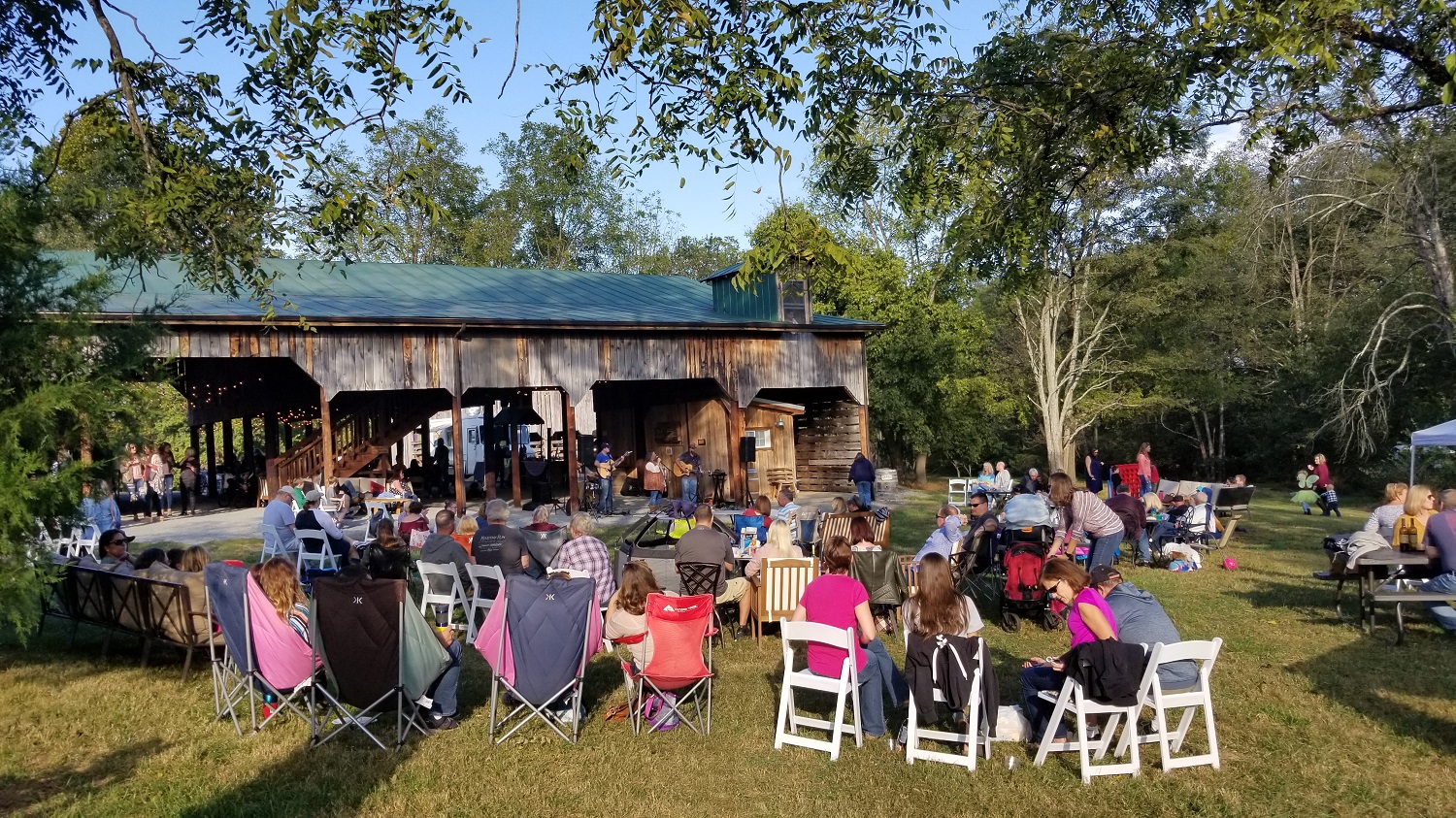 Groups outside sitting