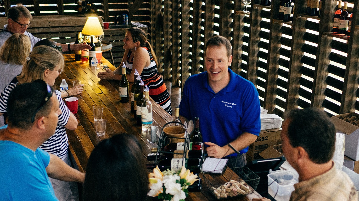 Tasting Room Patrons at the corn crib bar