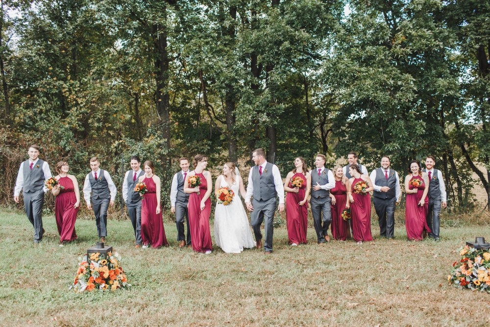 Wedding Look Book at Mountain Run Winery: Wedding party walking