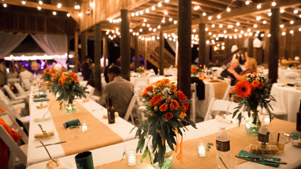 Reception in the pole barn at Mountain Run Winery