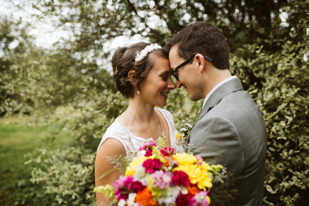 Wedding Look Book at Mountain Run Winery: Couple looking at each other