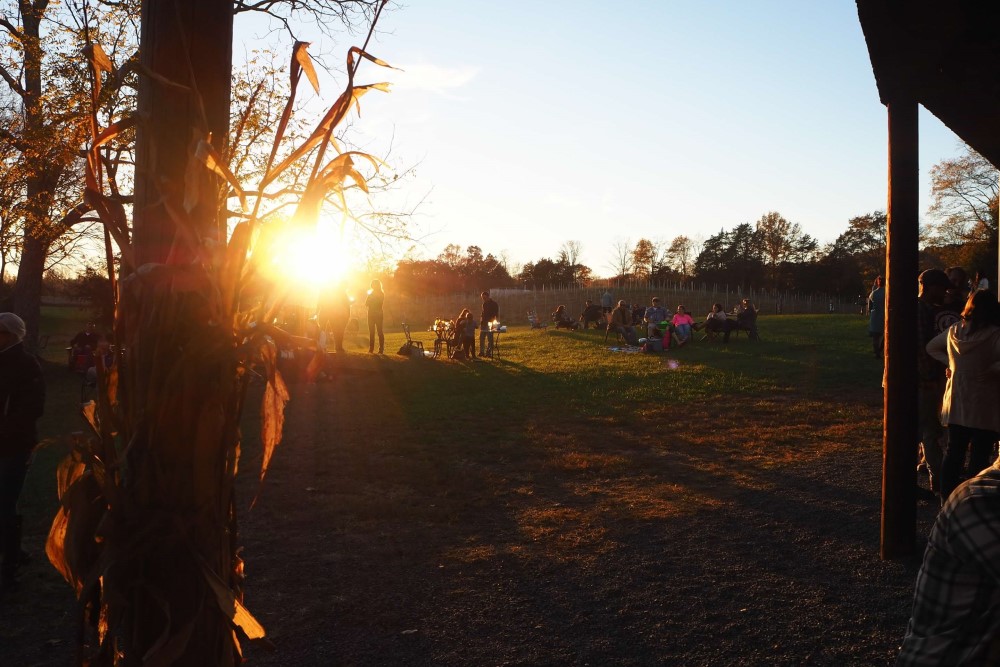 Wedding Look Book at Mountain Run Winery: Wedding party walking under a tree