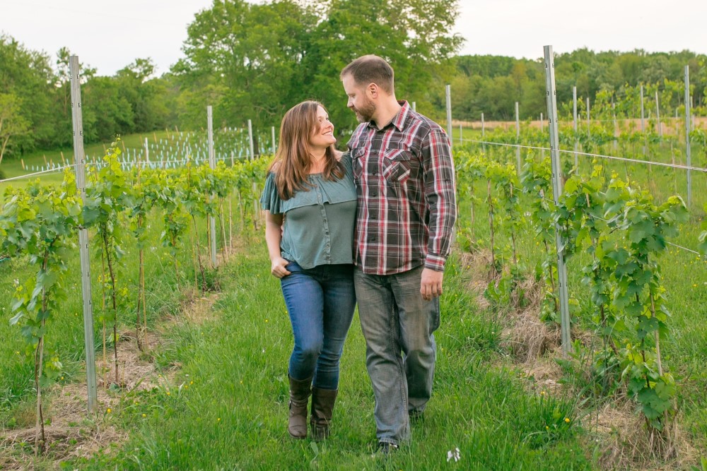 Wedding Look Book at Mountain Run Winery: Couple looking at each other