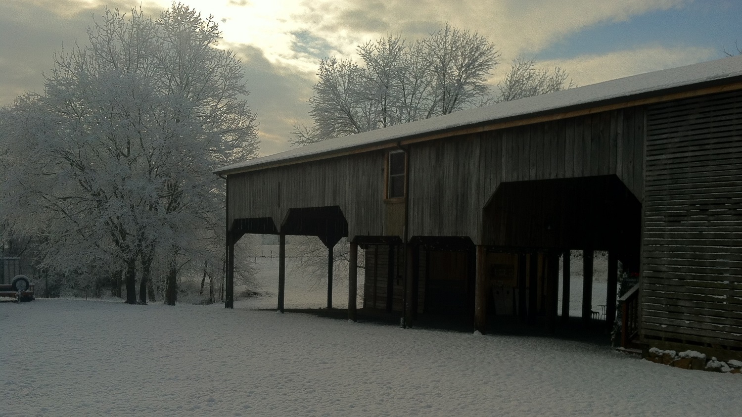 Snowy view of the tasting room