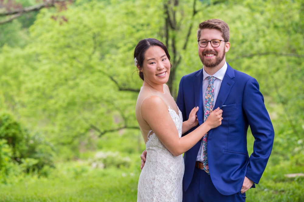 Wedding Look Book at Mountain Run Winery: Couple smiling at camera