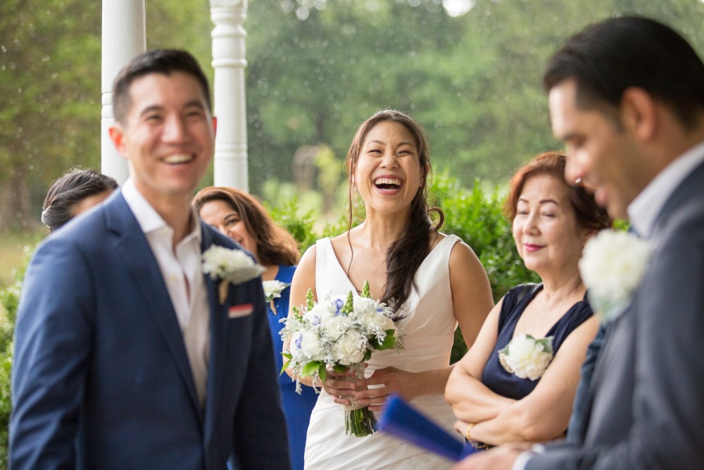 Wedding Look Book at Mountain Run Winery: Bride laughing